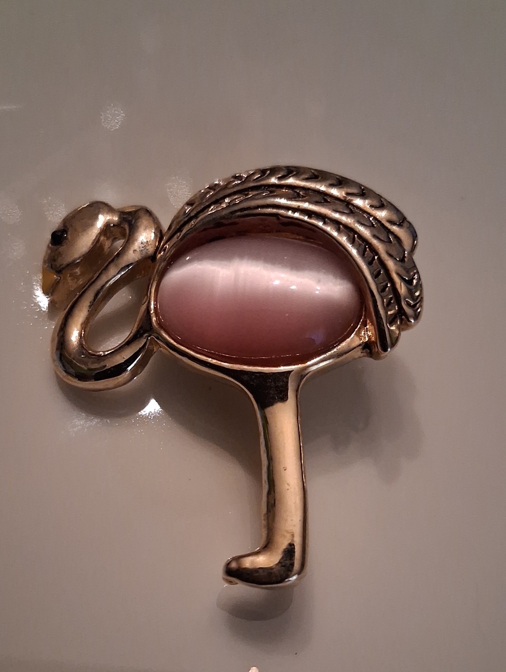 Vintage Flamingo Pink Jelly Belly Cabochon AAi Brand Brooch